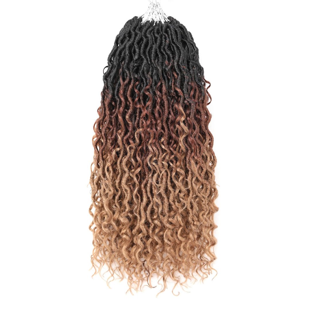 Aipin New Goddess Locs Crochet Hair 18 Inch River Locs Wavy Crochet With Curly Hair In Middle And Ends Braids Hair Extensions (8