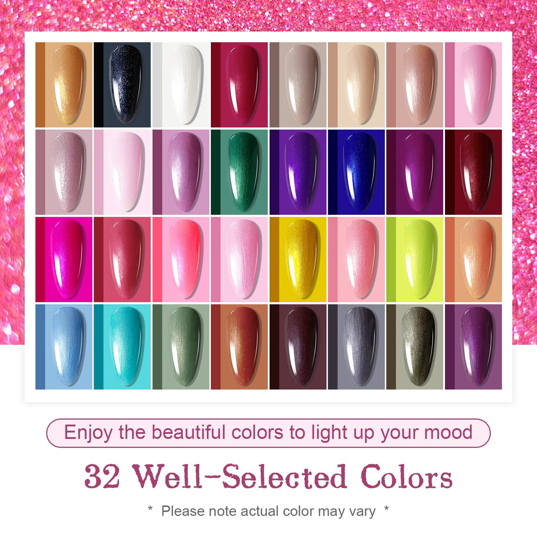 60 PCS Gel Nail Polish Kit | UV Light | 55 Beautiful Colors for Home & Salon
