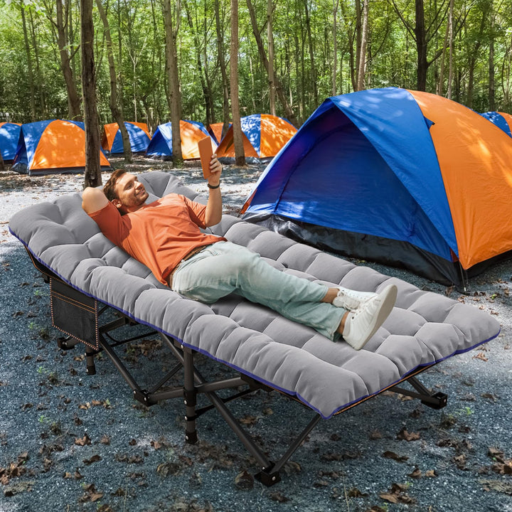 ABORON 2Pack Oversized XXL Folding Camping Cot W/Mat for Adults, 78" L x 32" W x 18" H Heavy Duty Outdoor Bed with Carry Bag,1200 D Layer Oxford Travel Camp Cots