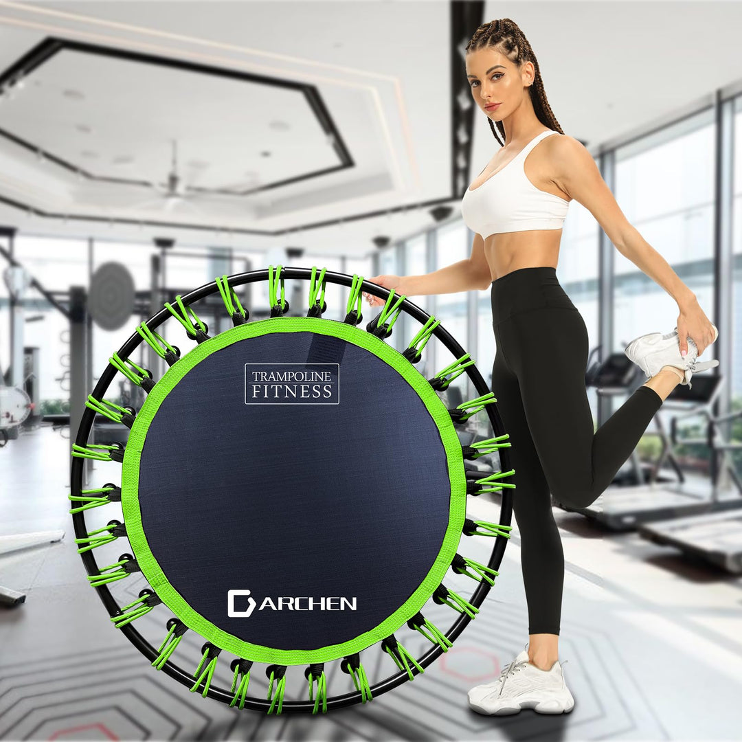 DARCHEN 400LBS Rebounder Trampoline for Adults, Indoor Mini Trampoline Silent Fitness Trampoline Small Bungee Rebounder Jumping Cardio Trainer Workout Exercise Workout [40 Inch]