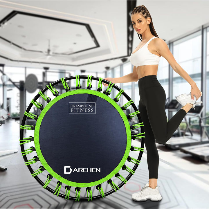DARCHEN 400LBS Rebounder Trampoline for Adults, Indoor Mini Trampoline Silent Fitness Trampoline Small Bungee Rebounder Jumping Cardio Trainer Workout Exercise Workout [40 Inch]