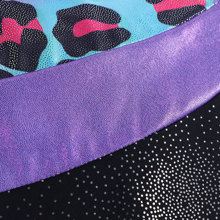 DAXIANG Leotards for Girls Gymnastics with Shorts Leopard Dance Unitards Biketards Pink Purple