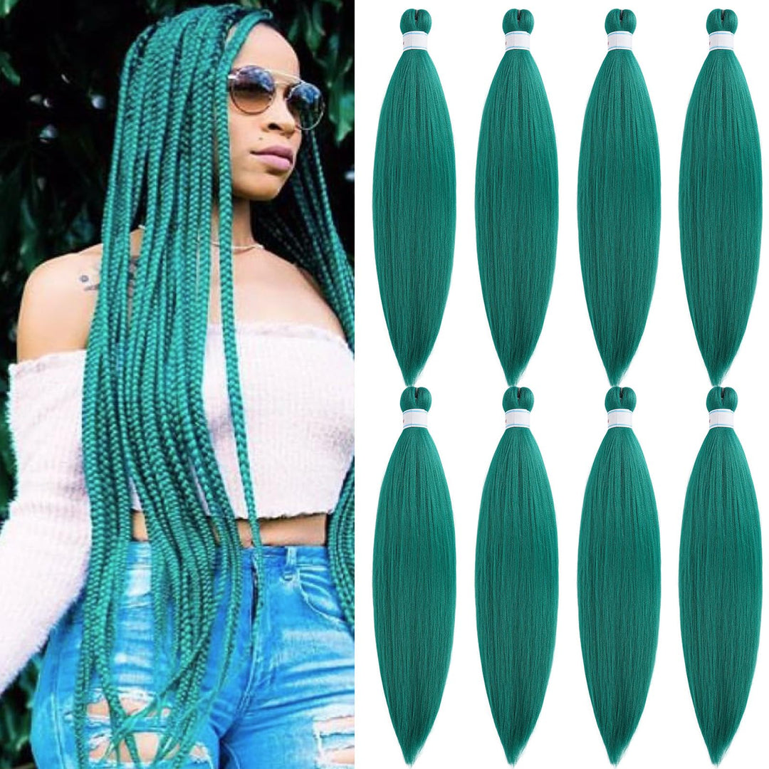 Ai Yuchen Pre Stretched Braiding Hair Green Kanekalon Teal Braiding Hair Pre Stretched Colored Hair Extensions For Braiding Box
