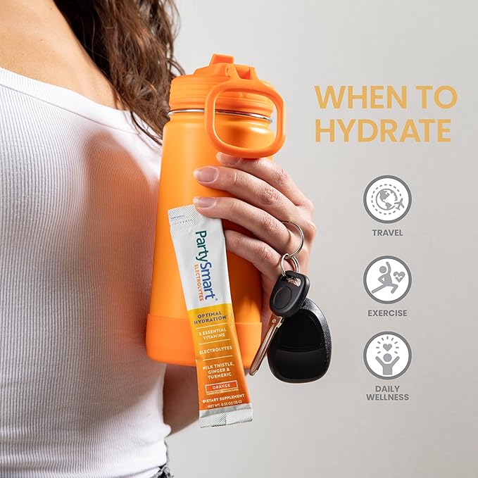 Himalaya PartySmart Orange Electrolytes Powder Packets, 12 Count, Supports Hydration, Rehydrate with Sodium & Potassium, Vitamin C & More, Antioxidant Recovery Blend Milk Thistle, Ginger & Turmeric