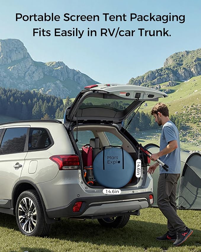 6x6FT Pop-Up Screen House Tent, Instant Portable Screen Room Canopy with Mesh Doors and Carry Bag for Patio, Backyard, Deck, Camping, and Outdoor Activities, Aqua