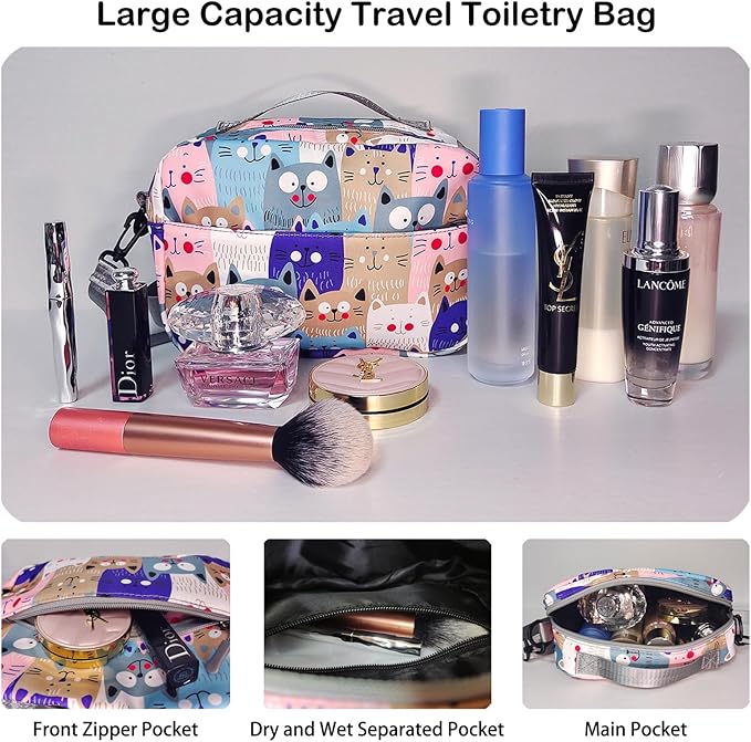 Travel Duffle Bag Weekender Overnight Bag Gym Tote with Wet Pocket for Women Girls Workout Duffel Bag Water Resistant (W-Cute Dinosaurs+Toiletry Bag)