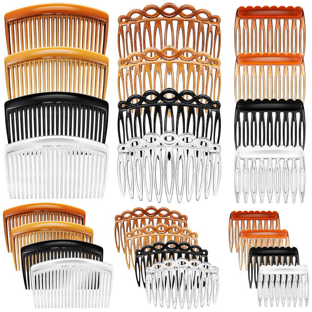 24 Pieces French Hair Side Combs Set Plastic Twist Comb Hair Clip Combs Accessories for Girls Women (9/11 /23 Teeth Side)