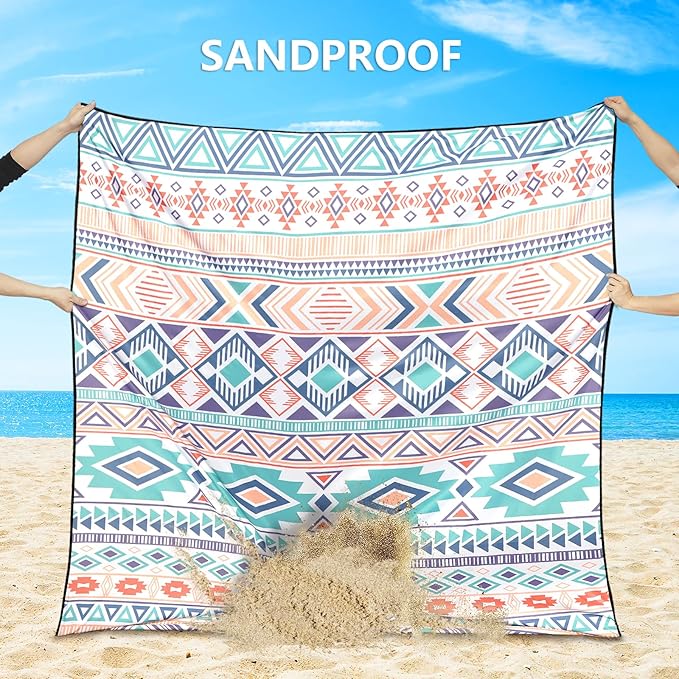 AISPARKY Beach Blanket Waterproof Sandproof, Oversized Large Beach Mat 79" X 83"/120"x108" for 1-8 Adults, Quick Drying&Compact&Lightweight, Picnic Mat Vacation Essentials for Beach Camping Travel