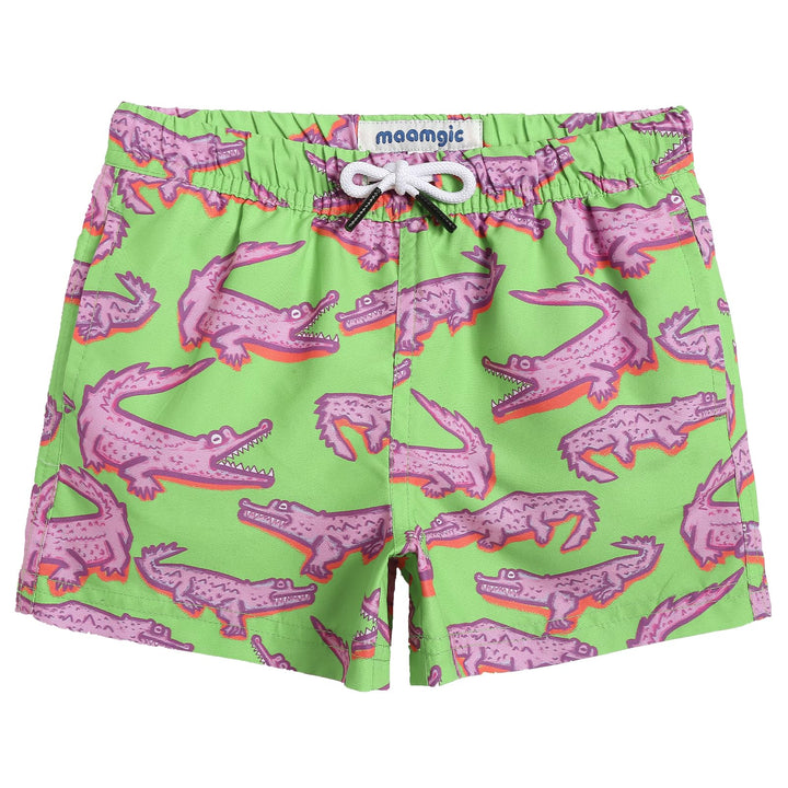 maamgic Boys Swim Trunks Toddler Swim Shorts Little Boys Bathing Suit Swimsuit Toddler Boy Swimwear Little Crocodile Green 2T,Little Crocodile Green,2 T