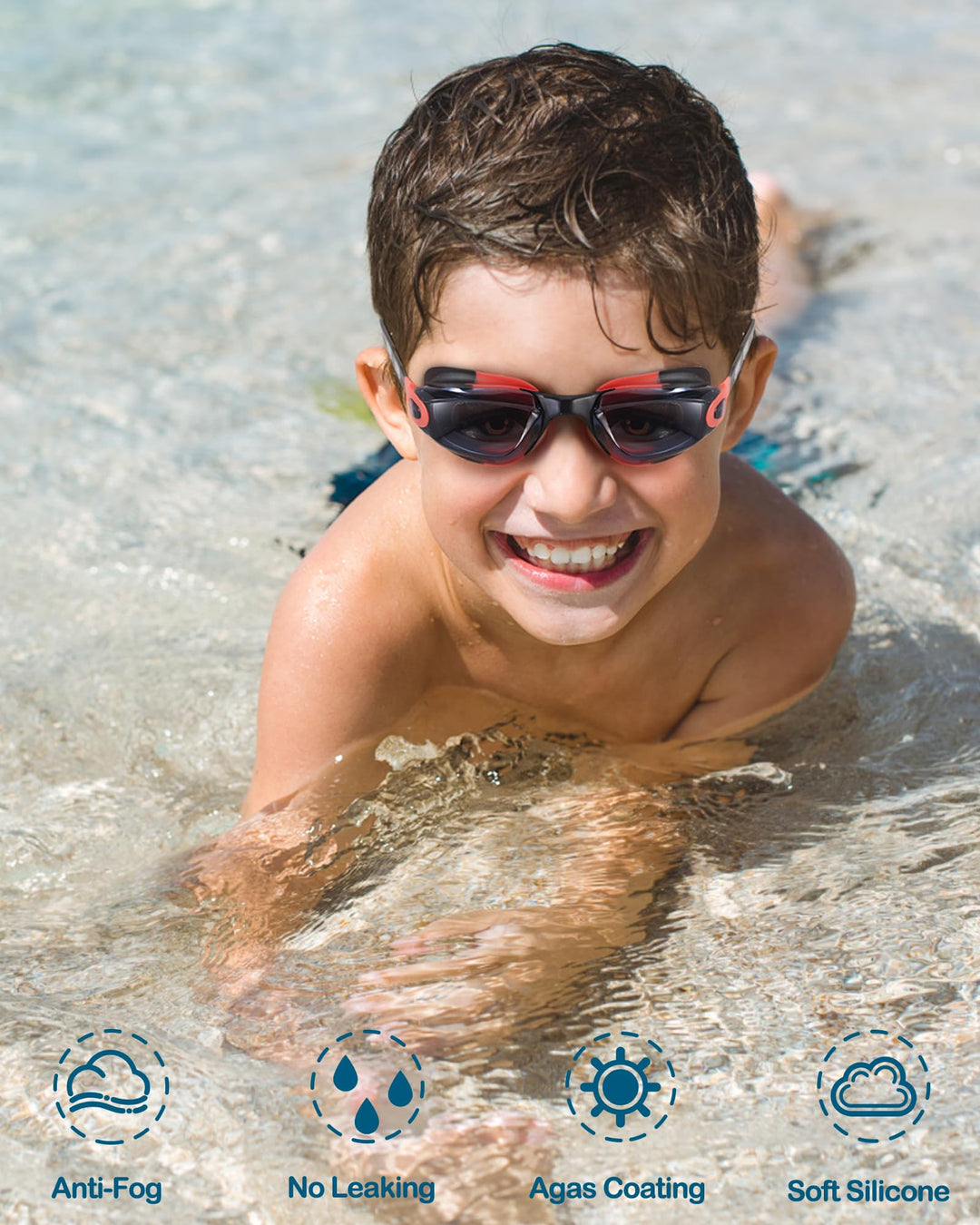 Aegend Kids Swim Goggles, Pack of 2 Swimming Goggles for Children Boys & Girls Age 3-14