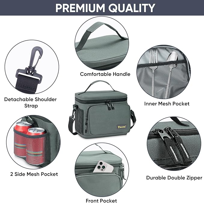 BALEINE Insulated Lunch Bag for Men Women, 15 Can Leakproof Cooler Bag with Adjustable Shoulder Strap for Work Picnic, Lunch Box for Women Men (Medium, Black)
