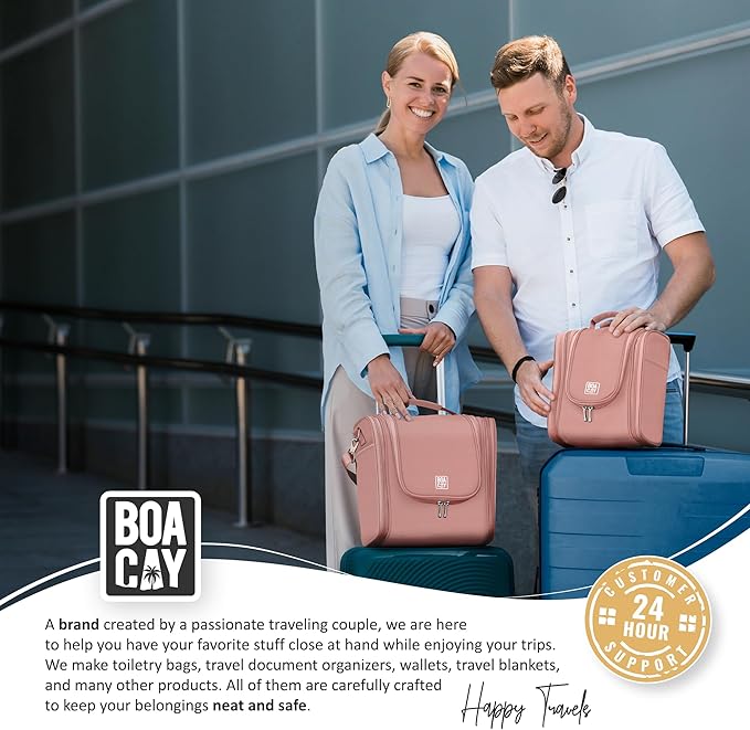 BOACAY Extra Large Hanging Travel Toiletry Bag for Women and Men, Makeup Bag, Bathroom & Shower Organizer Kit for Accessories, Cosmetics, Essentials