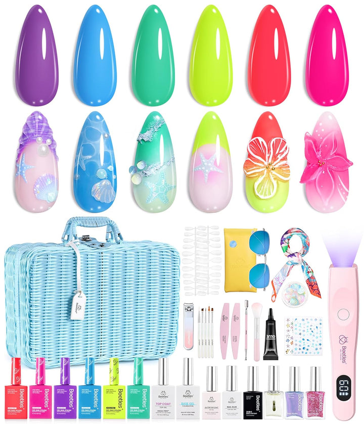 Beetles 23-Pc Glitter Gel Nail Polish Set | Brown, Pink, Blue, Green | UV Soak Off