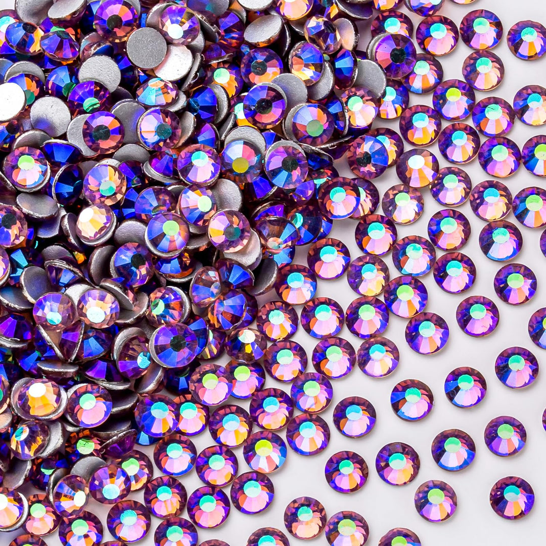 288Pcs Light-Purple Ab Crystal Rhinestones,Glass Flatback Rhinestones Gemstones For Nail Face Makeup Art Crafts Clothes Decorati