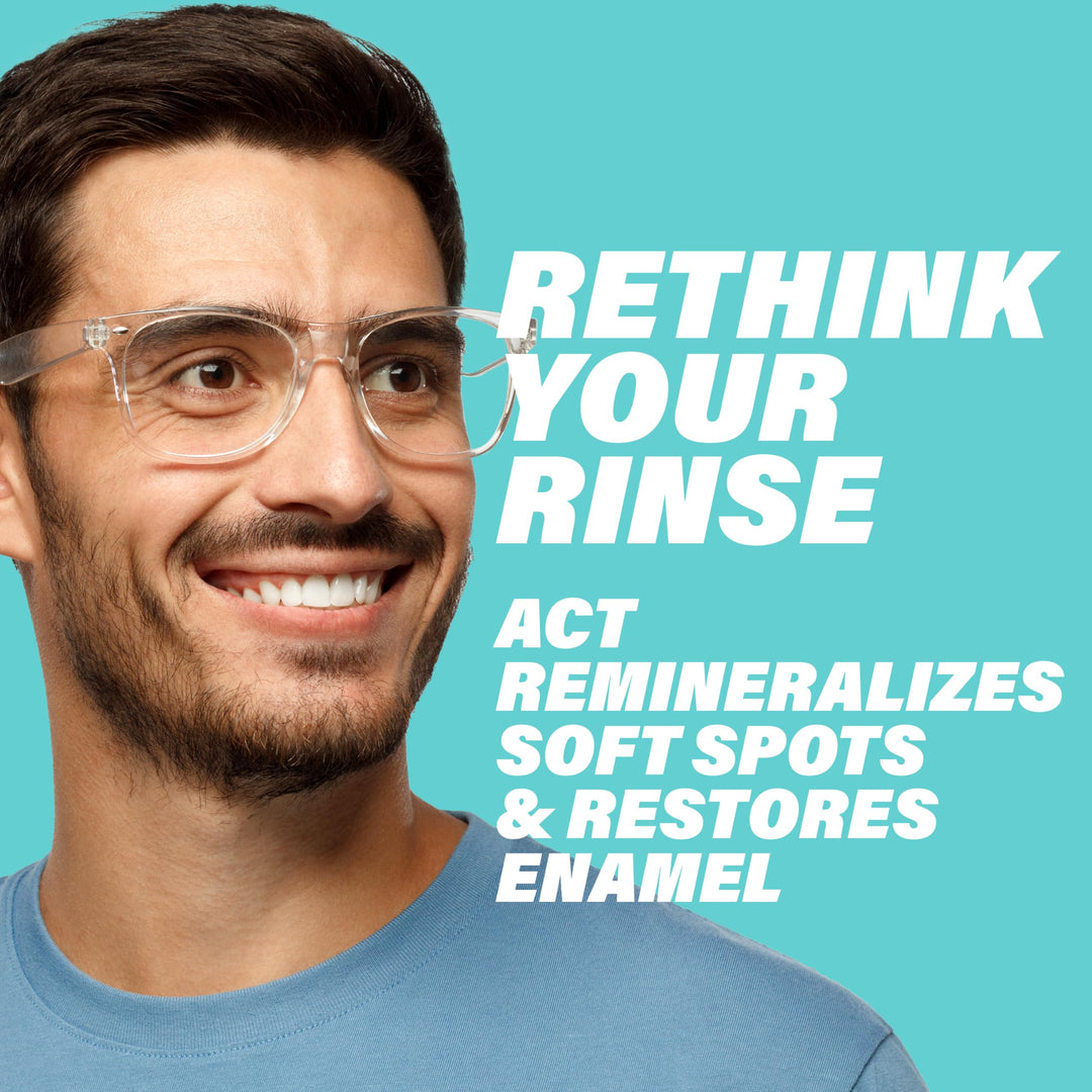 ACT Restoring Zero Alcohol Fluoride Mouthwash 33.8 fl. oz. Strengthens Tooth Enamel, Mint Burst