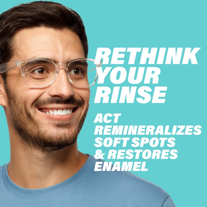 ACT Restoring Zero Alcohol Fluoride Mouthwash 33.8 fl. oz. Strengthens Tooth Enamel, Mint Burst