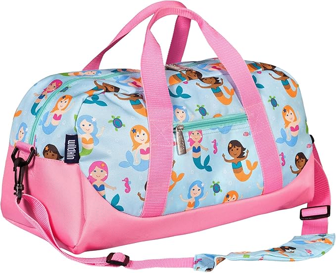 Wildkin Kids Overnighter Duffel Bag – Carry-On Size, Ideal for School & Sleepovers – Mermaids