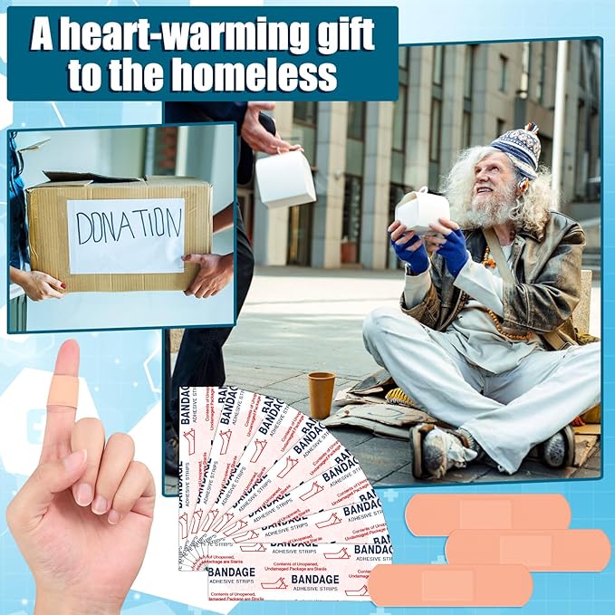 Timgle 5000 Pcs 3/4" x 3" Adhesive Bandages Bulk Waterproof Adhesive Breathable Bandages for Sensitive Skin School Nurses Businesses Travel First Aid Kits Homeless Care Supplies Donations