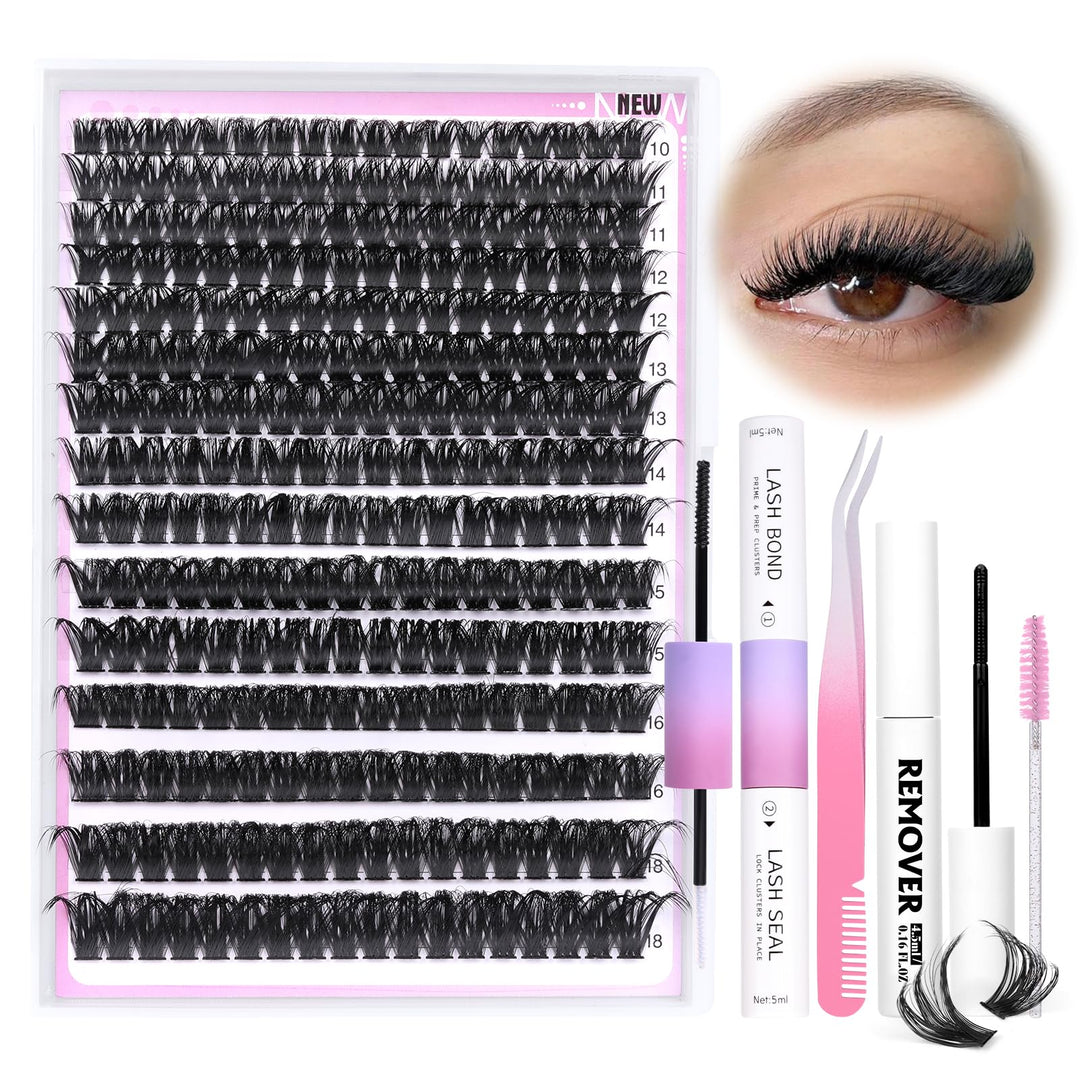 Lash Clusters Eyelash Extensions 320pcs Individual Lashes 9-16mm Mix 30D 40D Eyelash Clusters D Curl DIY Lash Extension at Home for Beginners by Yawamica