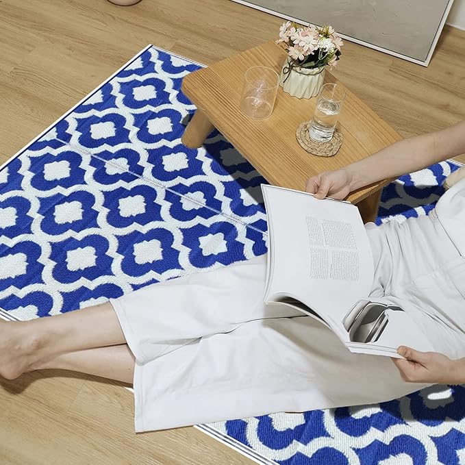 BalajeesUSA Outdoor Rug - 5x7 feet, Multi Color, Reversible, Portable, for Camping picnic, Waterproof, Plastic straw patio rugs, RV camper mat 477