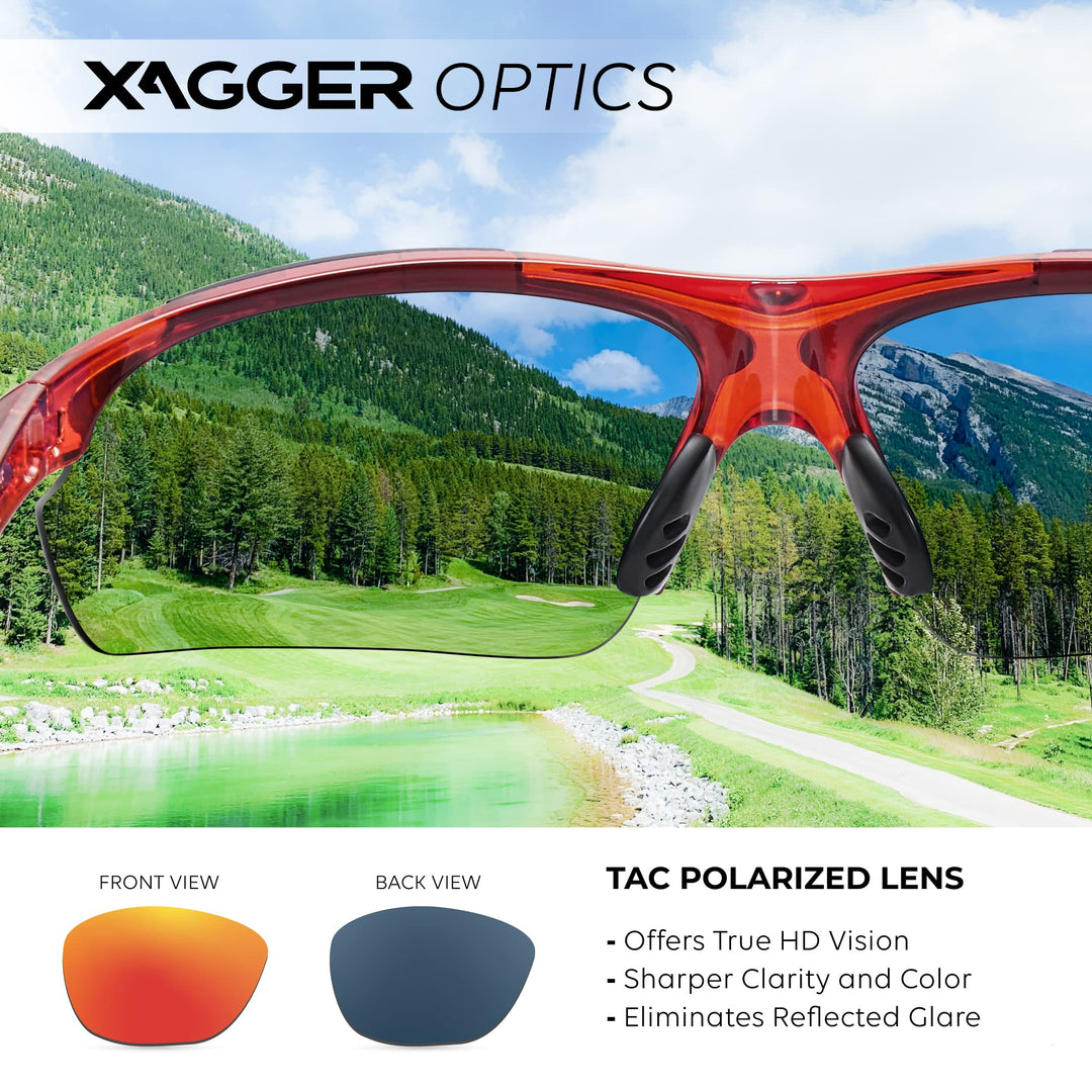 Xagger Polarized Wrap Around Sport Sunglasses for Men Women UV400 Baseball Softball Running Cycling Glasses