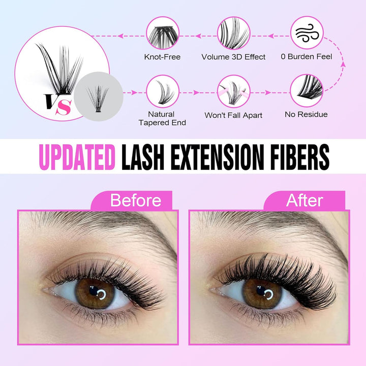 40D Cluster Eyelash Extensions | 280pcs Mix Length 9-16mm | Self-Application