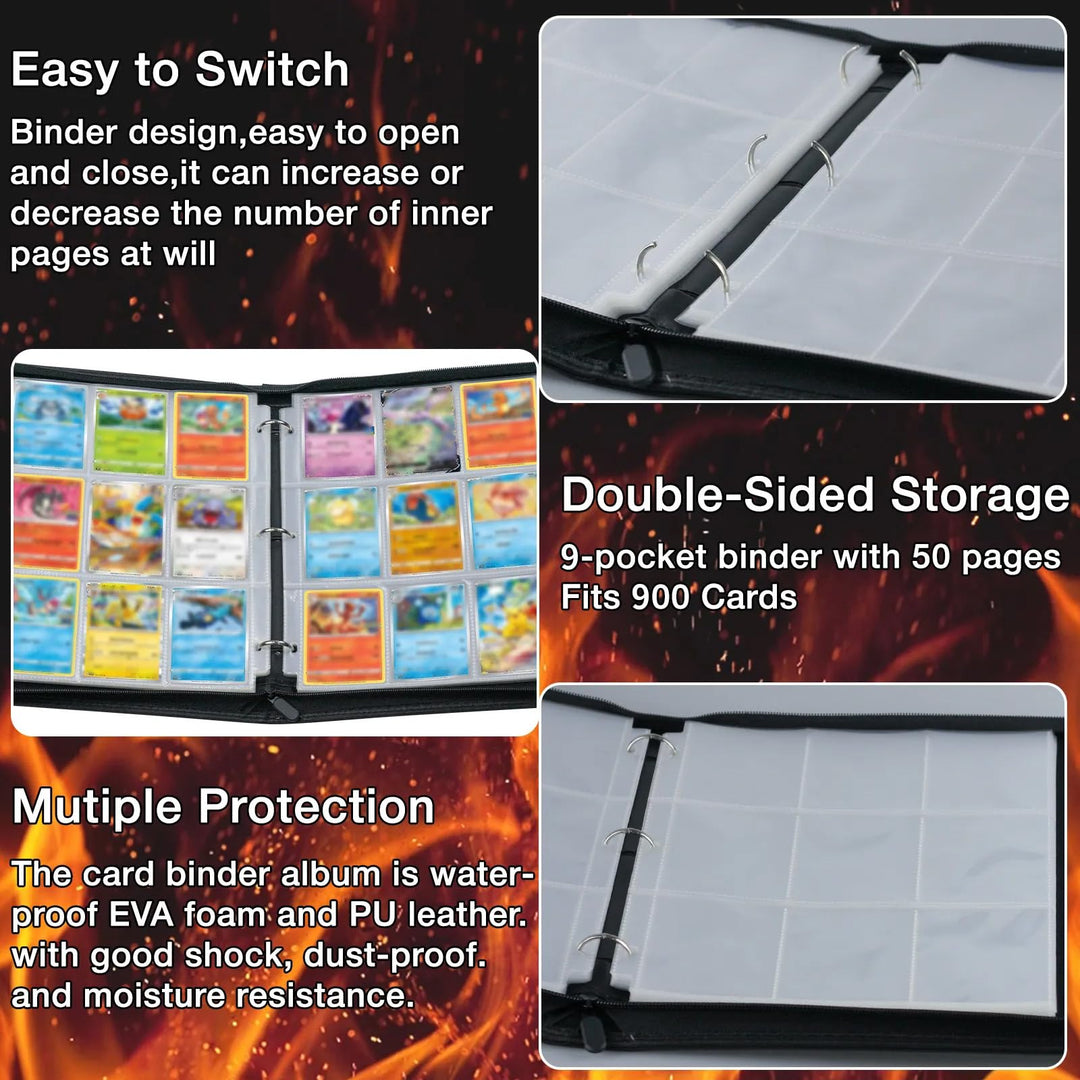 MaoKea Card Binder For Card 4-Pocket Sleeves with 440 Cards Holder,Game Collection Binder Card Holder Of Fit for TCGcard album,game card Yugioh Trading Sports Cards (9 Pocket Baseball 2)
