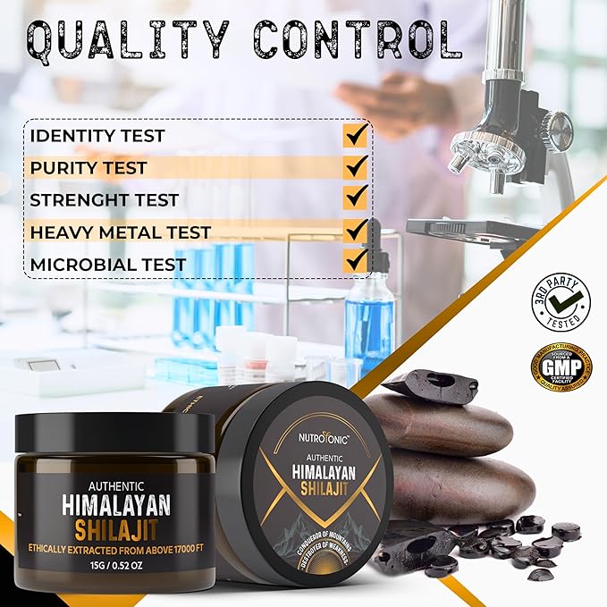 NutroTonic® Authentic Himalayan SHILAJIT® | 60 Days Sun Dried Organic Most Potent Premium Resin | Lab Tested for Safety | Natural Source of Fulvic Acid +86% & Humic Acid +10%