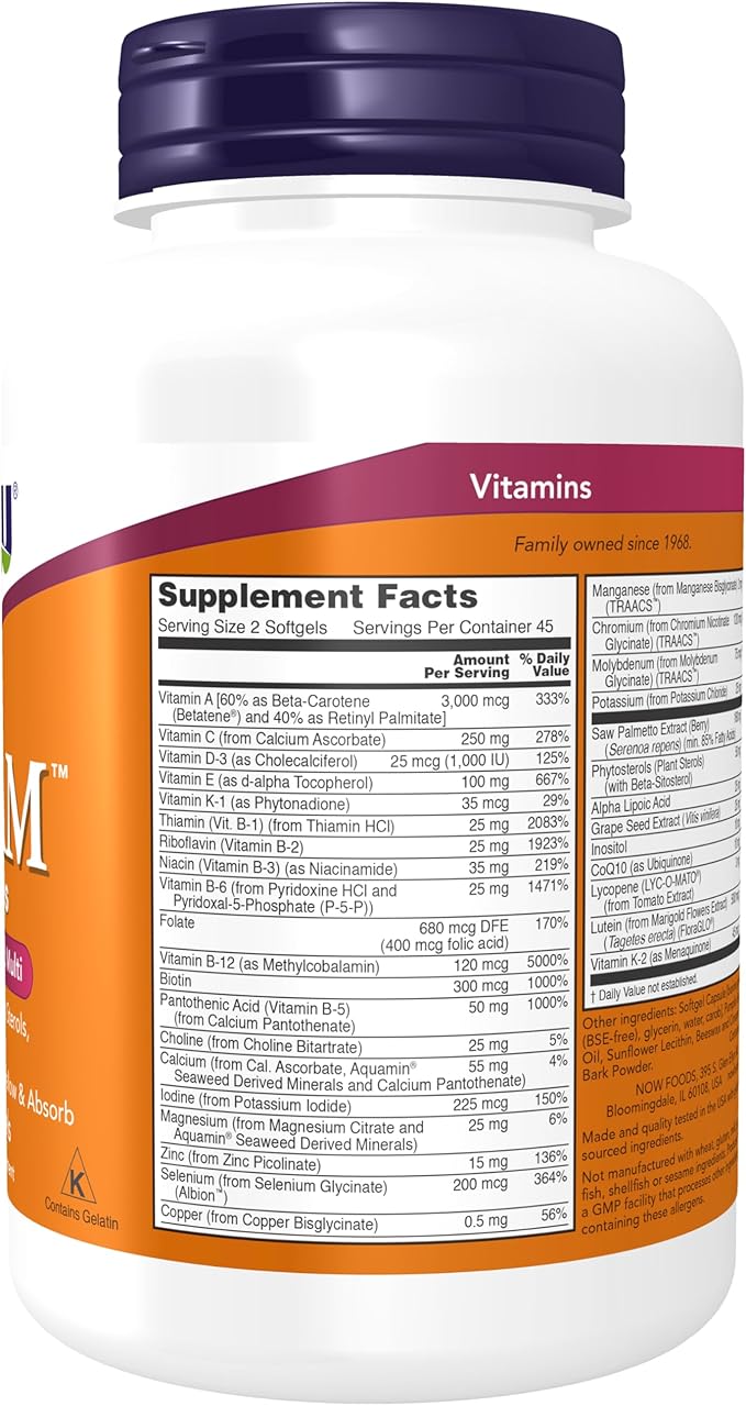 NOW Adam Men's Multiple Vitamin,90 Softgels