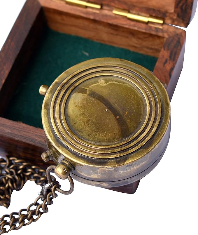 Be Strong and Courageous (Joshua 1:9) Brass Compass with wooden Box-Engraved Scripture Prayer Compass Religious Gift for Men & Women - Baptism, Confirmation, Communion Compass for Boys Graduation Gift