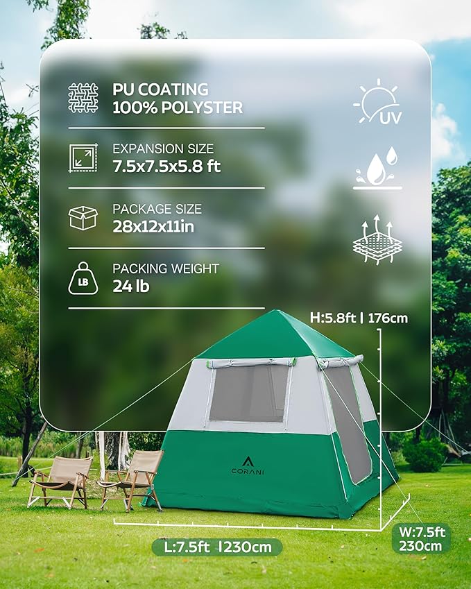 14.1'x6.5'x9' Inflatable Tents for Camping, Portable 6/8/10 Person Blow Up Air Tent, Waterproof Windproof Easy Setup Large Family Tent with 2 Doors, 6 Windows, Mosquito Screen