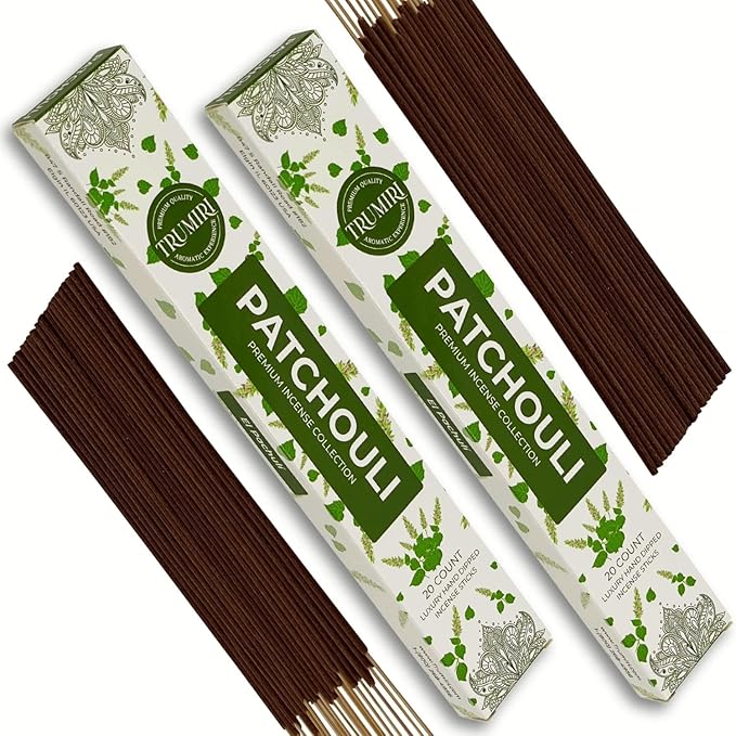 Patchouli Incense Sticks - Total 40 Insence-Sticks - Dual Pack of 20 Insense - Inciensos - Inscents - Natural Non Toxic Ingredients - Incents - Incence - Inscense - Insents