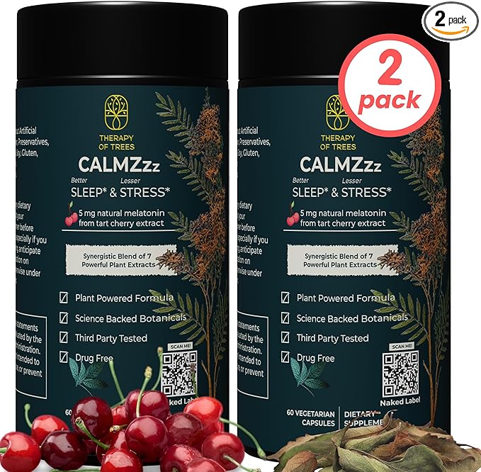 Advanced Sleep Aid with Melatonin and 7 Super Plants | Non-Habit Forming, 100% Natural Sleep Supplement | Only Plants Nothing Else, Natural Sleep Aids for Adults | Melatonin 5mg (Pack of 2)