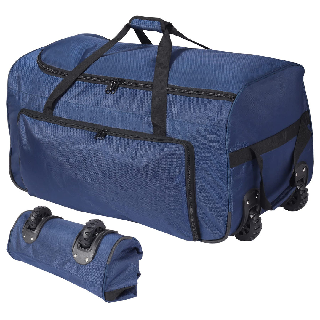 REDCAMP 85L/120L/140L Foldable Duffle Bag with Wheels, Large Travel Duffel Bag, 120l Blue, L