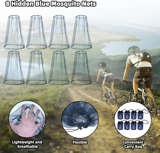 Wholelovein 8 Pack Mosquito Covers Wearable Head Net Face Mesh Protecting Net Mosquito Fly Insects Bugs