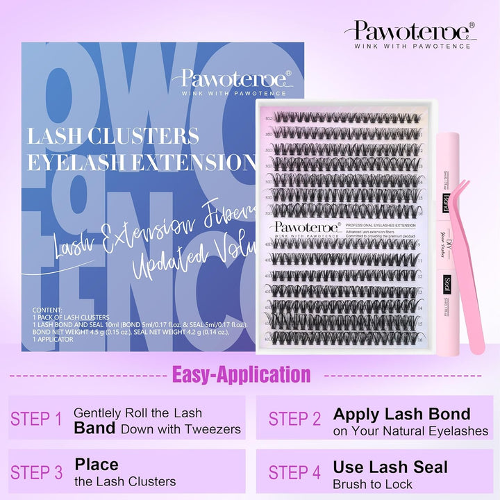 40D Cluster Eyelash Extensions | 280pcs Mix Length 9-16mm | Self-Application