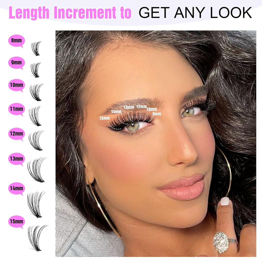 80D Full Volume Eyelash Clusters Kit | DIY Lash Extensions with Bond & Tweezers