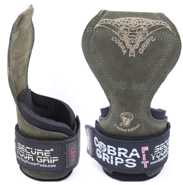 Cobra Grips FIT Weight Lifting Gloves Heavy Duty Straps Alternative to Power Lifting Hooks Best for Deadlifts with Adjustable Neoprene Padded Wrist Wrap Support Bodybuilding (FIT Green Leather)