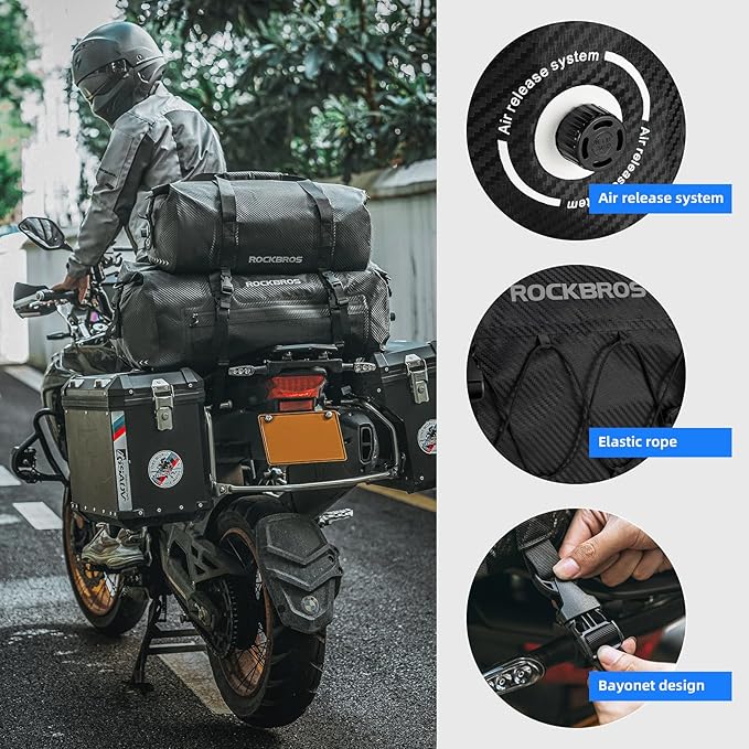 ROCKBROS Waterproof Duffel Bag 20-60L Motorcycle Travel Dry Duffel Bag for Motorcycling Boating Kayaking Camping Fishing Outdoor Adventure for Men Women