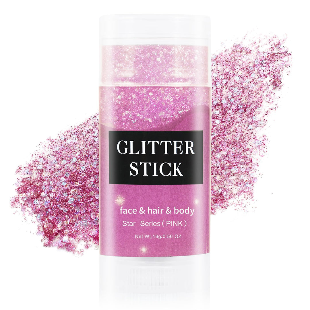 MEICOLY Pink Body Glitter Stick,Pink Face Glitter,Sparkly Hair Glitter,Singer Concerts Lover Heart Chunky Glitter,Pink Glitter Makeup,Mermaid Glitter Face Paint,Waterproof