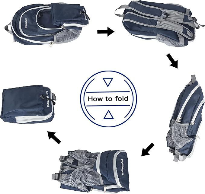 35L Foldable Waterproof Backpack For Outdoor Sports Travel Inside Wet Clothes Compartment Packable For Multiple