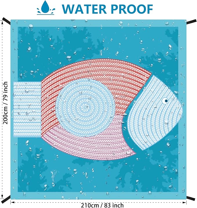 AISPARKY Beach Blanket Waterproof Sandproof Quick Drying Beach Mat Extra Large Outdoor Picnic Blanket for Travel Camping Hiking