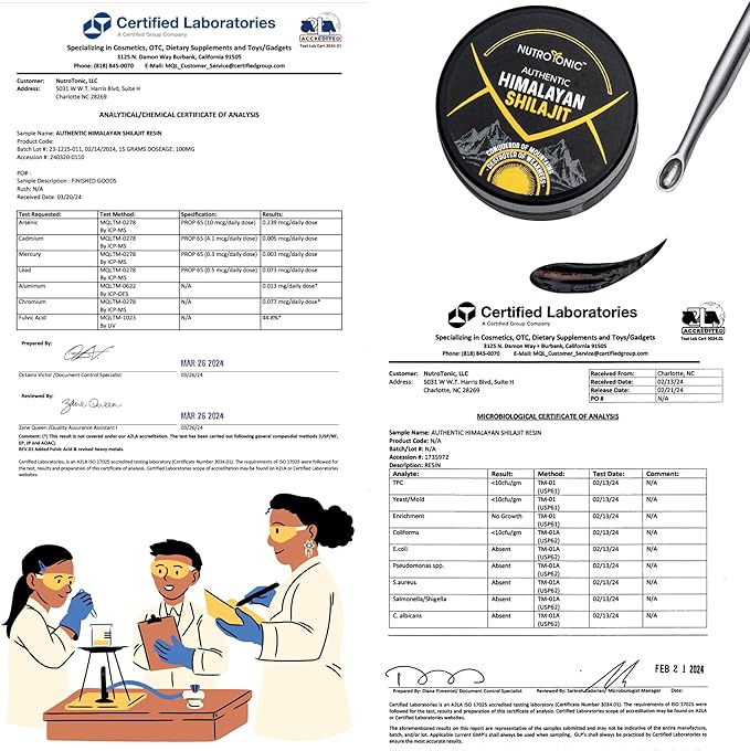 NutroTonic® Authentic Himalayan SHILAJIT® | 60 Days Sun Dried Organic Most Potent Premium Resin | Lab Tested for Safety | Natural Source of Fulvic Acid +86% & Humic Acid +10%