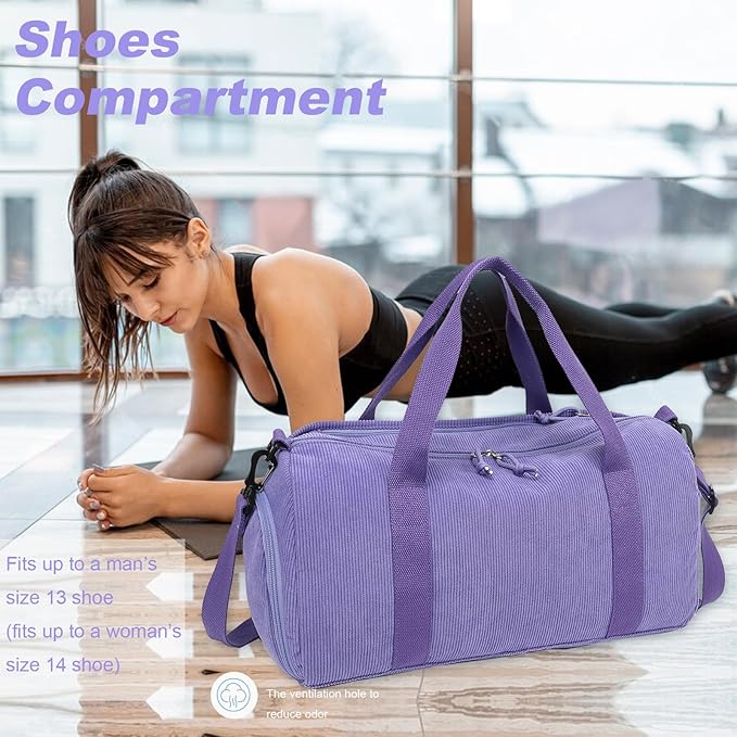 Duffle Bag for Gym Sports Women Girls Workout Travel Bag Weekender with Shoe Compartment and Wet Pocket