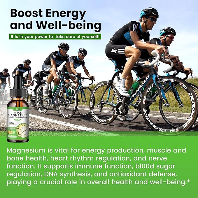 Magnesium Glycinate Liquid Drops with Taurate Citrate - Mangesium Supplement for Sleep, Stress Relief, Bone, Muscle - 2 Fl Oz, Vegan, Lemon Flavor