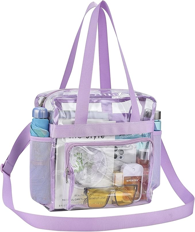 USPECLARE Clear Tote Stadium Approved, Security Travel & Gym Clear Bag for Work Sports Games Concerts