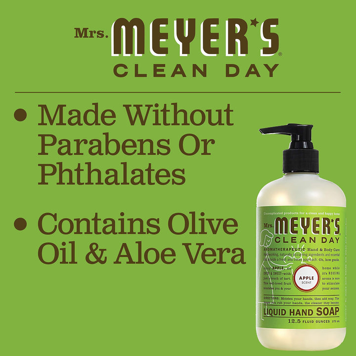 MRS. MEYER'S CLEAN DAY Hand Soap, Made with Essential Oils, Biodegradable Formula, Apple, 12.5 Fl. Oz