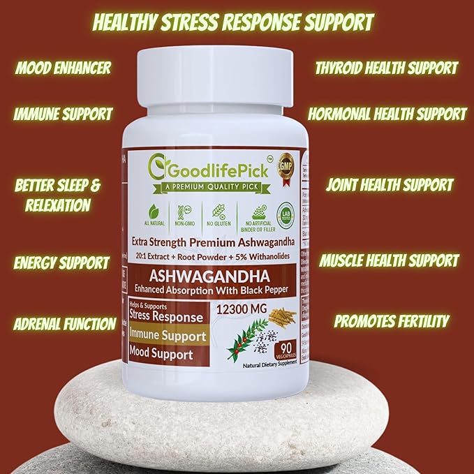 Ashwagandha Capsules with Black Pepper from Pure Ashwagandha Powder & 20:1 Ashwagandha Root Extract with Black Pepper 90 Veg Cap AllNatural NonGMO Vegan NO Rice Powder NO Gluten