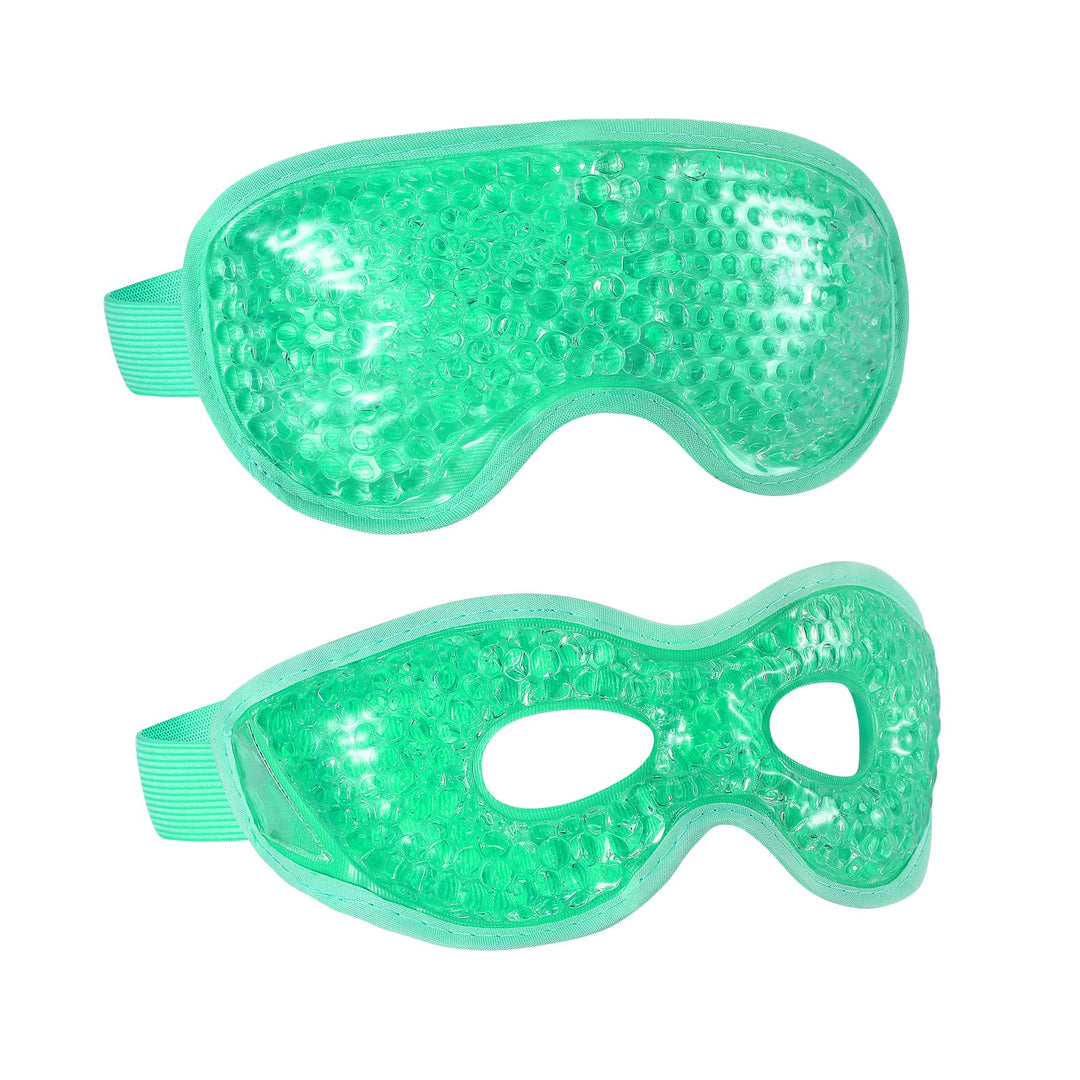2Pcs Gel Eye Mask - Reusable Hot/Cold Therapy Gel Bead Mask For Puffiness, Dark Circles, Headaches, & Stress Relief, Cooling/Hea