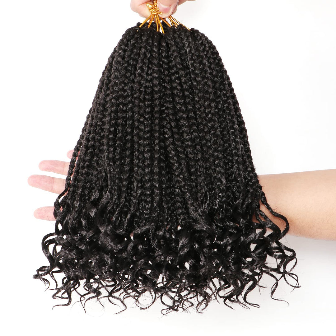 7 Packs 10 Inch Boho Goddess Box Braids Crochet Hair For Black Women (1B#, 10 Inch (Pack Of 7))